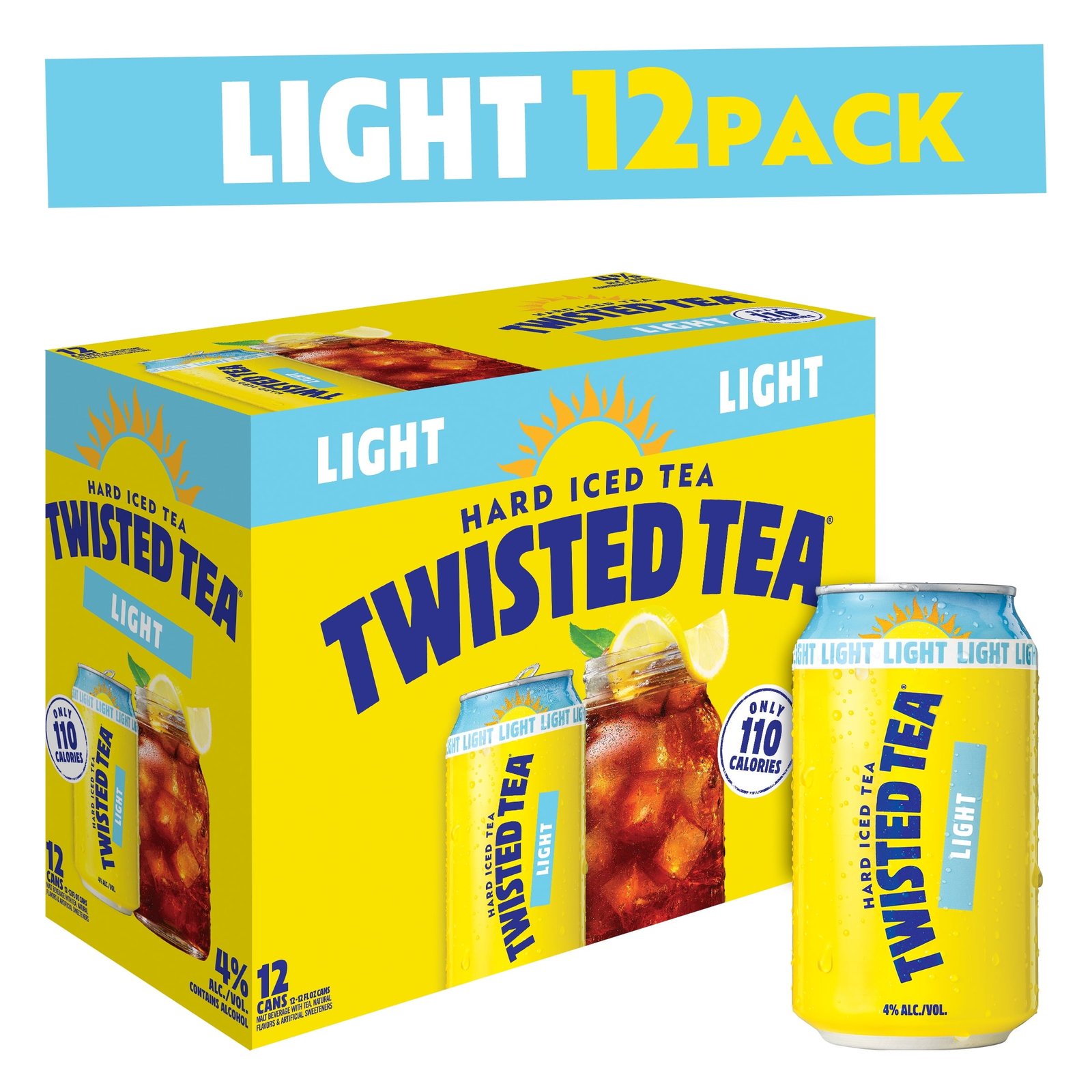 Twisted Tea Light Hard Iced Tea, 12 Pack, 12 fl. oz. Cans – instafresh